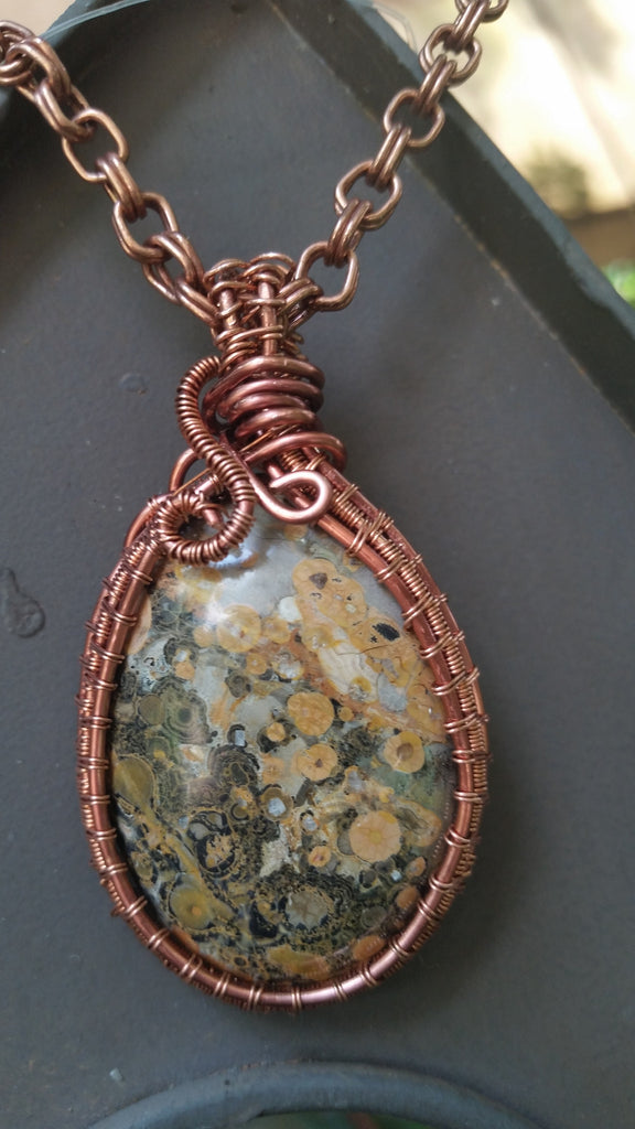 Leopard Jasper Copper Wire Pendant
