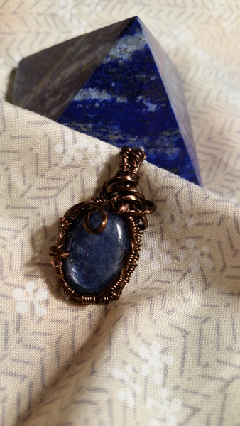 Blue Kyanite Antiqued Copper Pendant