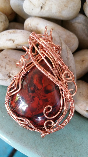Natural Red Brecciated Jasper Gemstone Pendant