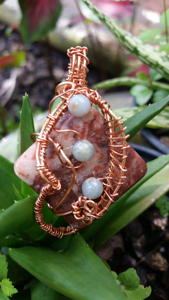Natural Stone/Agate Beads Copper Pendant