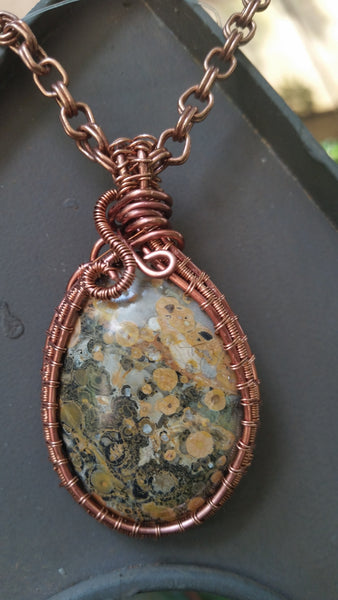 Leopard Jasper Copper Wire Pendant