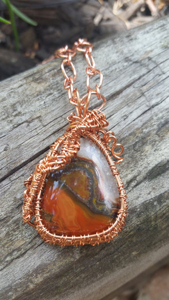 Red Agate Copper Pendant