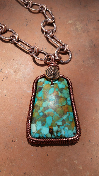 Unique Turquoise and Copper Penant
