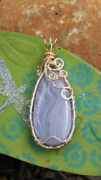 Open Design Blue Lace Agate Teardrop