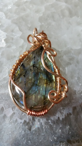 Blue Labradorite Teardrop Pendant