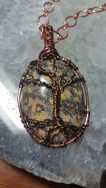 Leopard Jasper Tree of Life Pendant