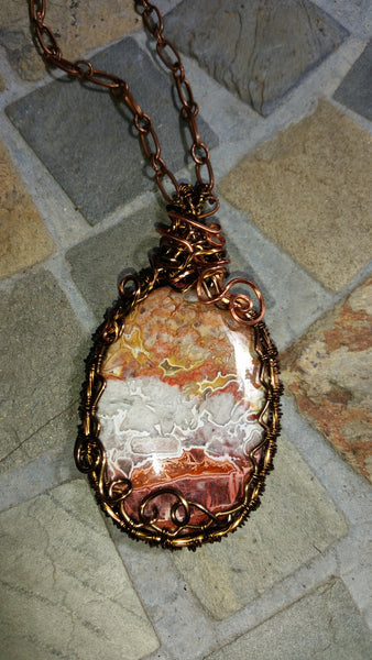 Crazy Lace Agate Woven in Copper & Brass