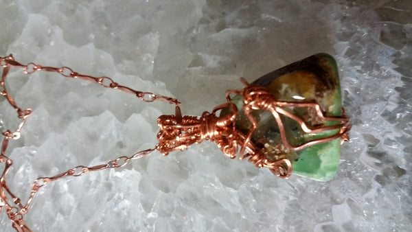 Chrysoprase 3-D Copper Pendant