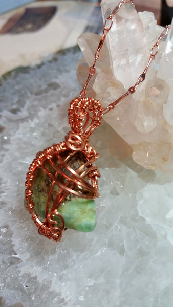 Chrysoprase 3-D Copper Pendant