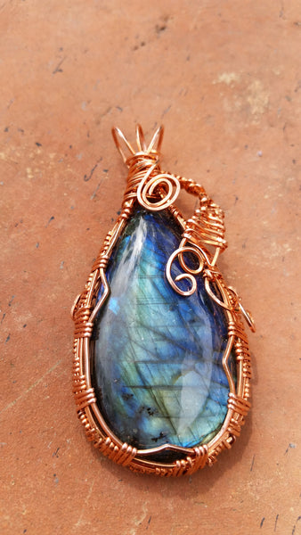 Blue Labadorite Copper Pendant