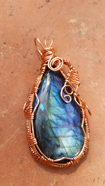 Blue Labadorite Copper Pendant
