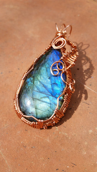 Blue Labadorite Copper Pendant