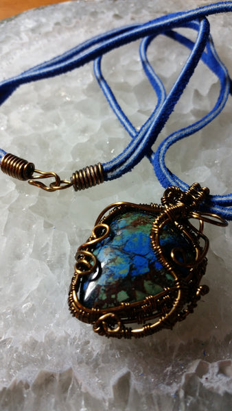 Blue Azurite Malachite Pendant