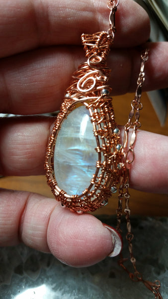 MOONSTONE COPPER PENDANT