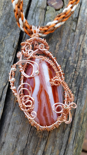 Botswana Agate Rose Gold Pendant