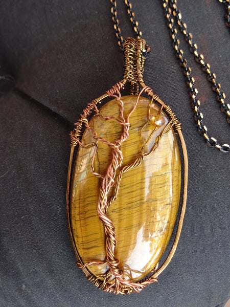 Tiger Eye Tree of Life Pendant